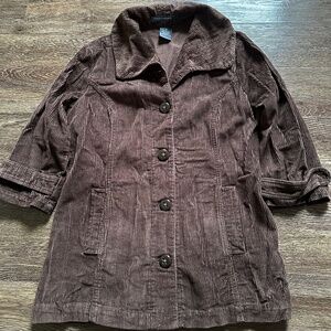 ~Brown Corduroy Women's Jacket 3/4 Sleeve Size Small~